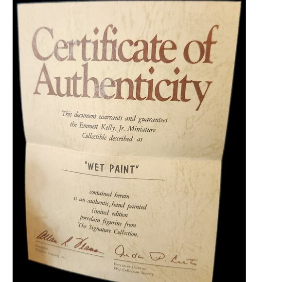 NIB Emmett Kelly Jr. HOBO Clown Wet Paint bench Porcelain Figurine Flambro - Picture 8 of 8